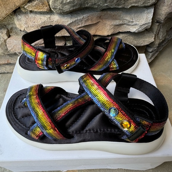 Marc Jacobs NIB Comet Sport Rainbow Sequins Strappy Sandals Size 38 Retail $250 - Picture 3 of 6
